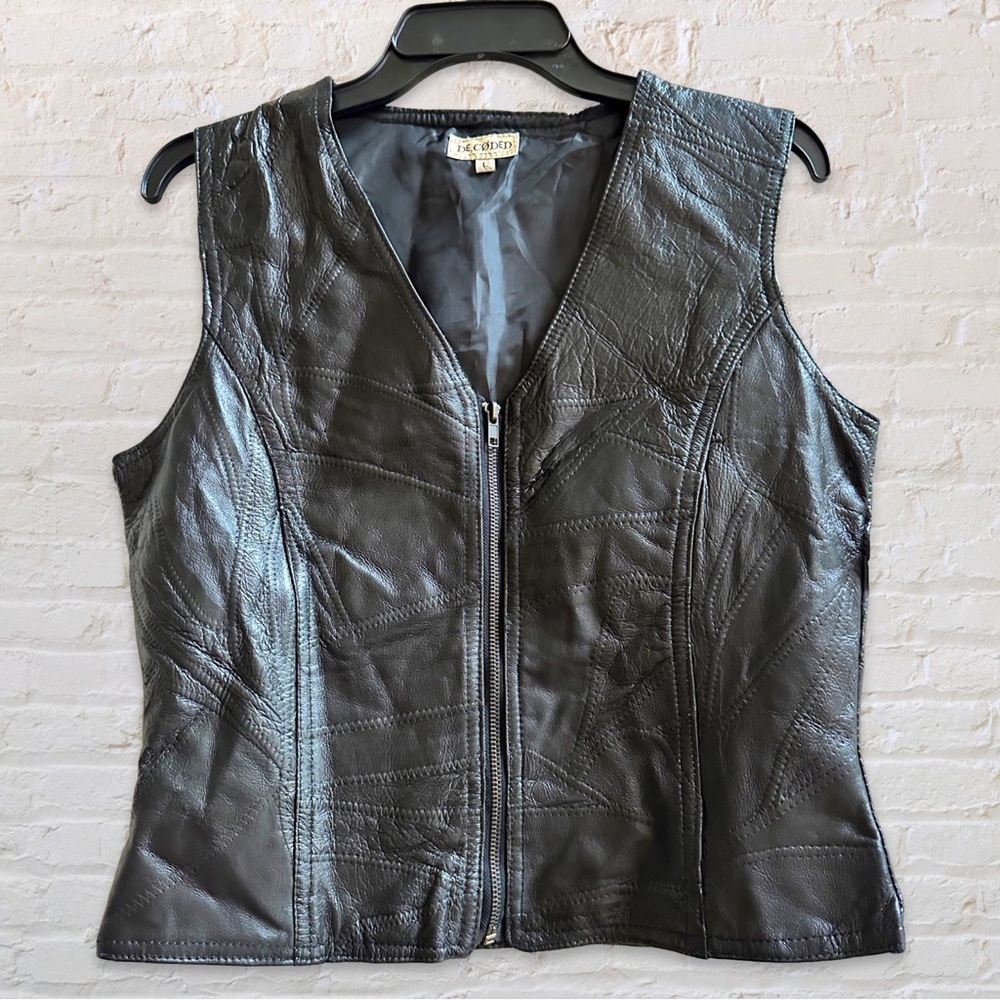 Vintage Decoded Genuine Patchwork Leather Jacket | Junior's US Size Large